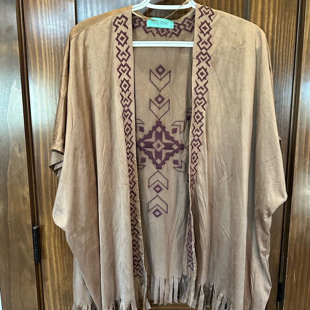 Filly Flair Brown Cape with Purple Geometric Design